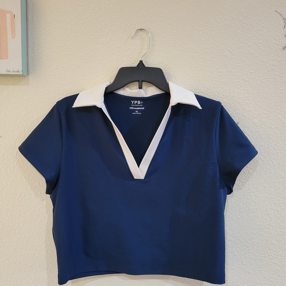 Abercrombie & Fitch YPB Sculptlux Polo Tee With Shelf Bra Size XL